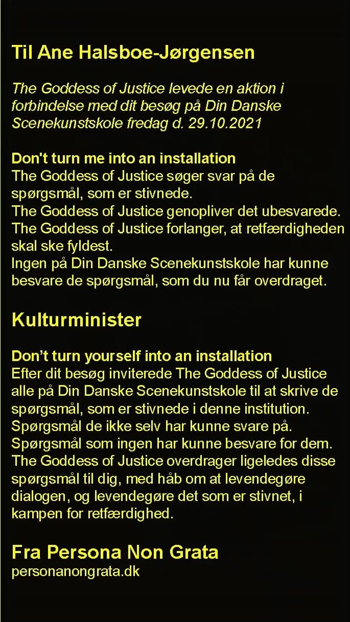 DON´T TURN YOURSELF INTO AN INSTALLATION er et spørgsmålsværk